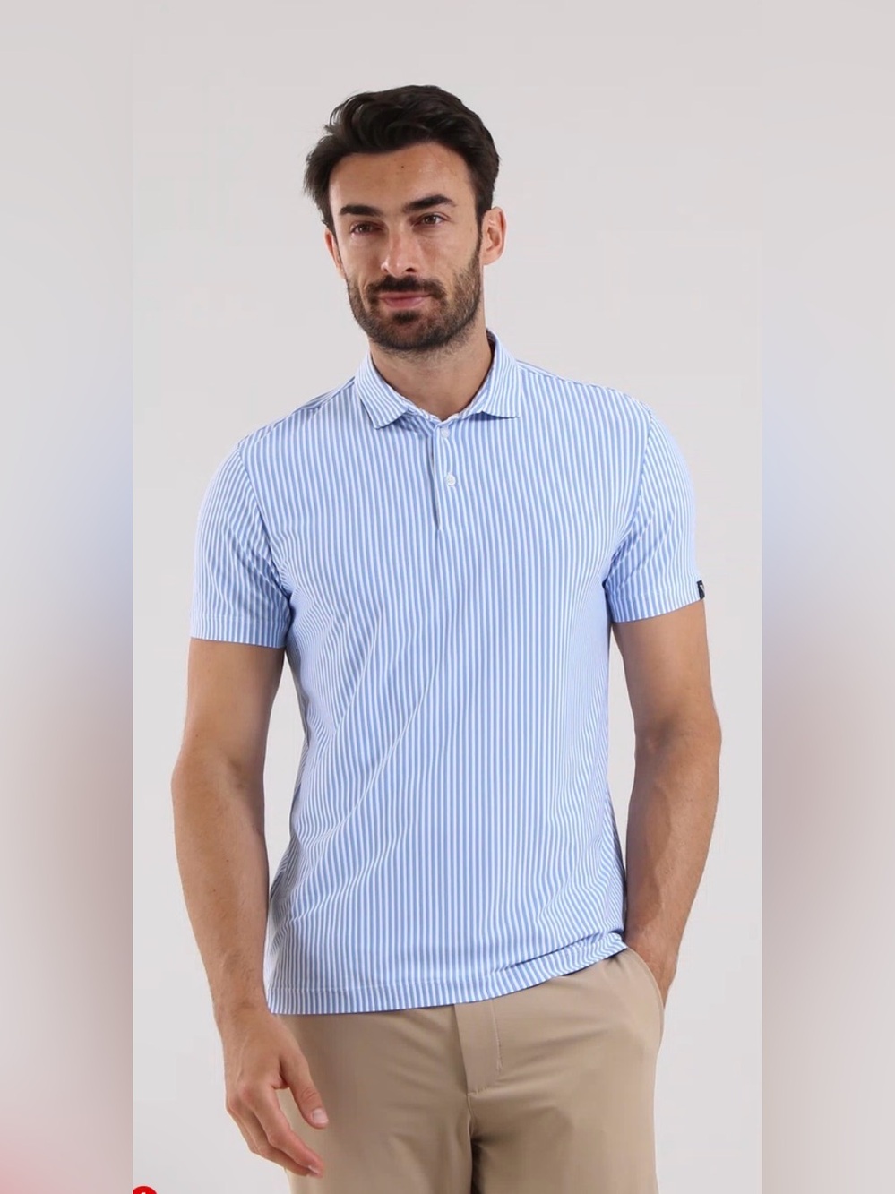 Chervo Luxury Men’s Golf Pink Striped Polo Shirt-Great Quality-Made in Italy